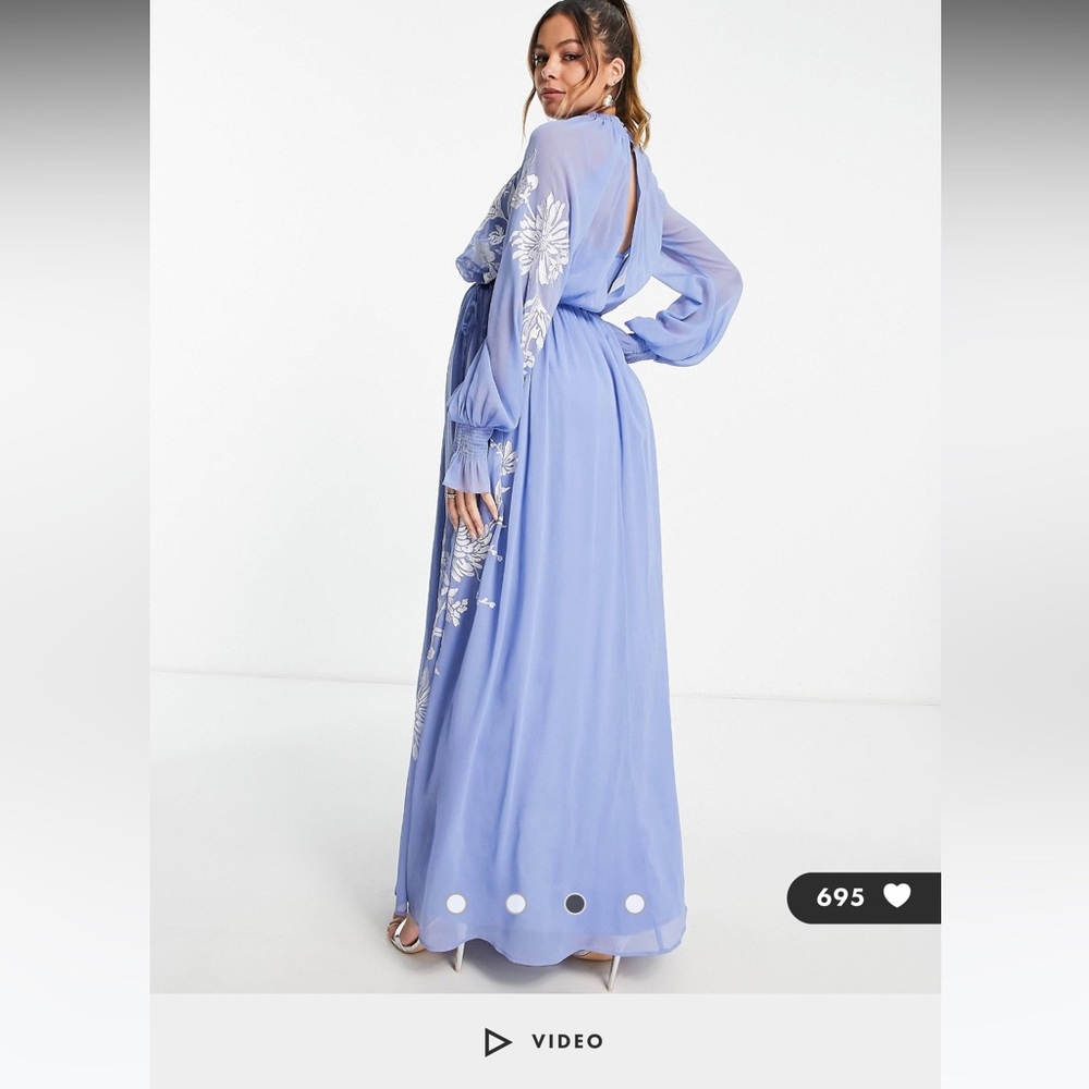 ASOS design maternity high neck maxi dress, BLUE, UK 14